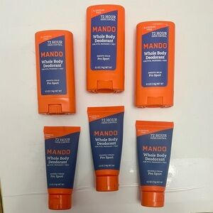 6 Mando Whole Body Deodorant Pro Sport 72H Odor Control Travel Size 0.5oz Each